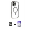 MARSİLYAN™- iPhone 16 Pro Max Kılıf Eksen Klasik Koleksiyonu - Siyah Bilvis 5in1 3D Magic Cam Ekran Koruyucu + PVD Metal Kamera Lens - GS