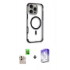 MARSİLYAN™- iPhone 16 Pro Max Kılıf Eksen Klasik Koleksiyonu - Siyah Bilvis 5in1 3D Magic Cam Ekran Koruyucu + Raze Metal Kamera Lens - NLGY