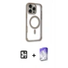 MARSİLYAN™- iPhone 16 Pro Max Kılıf Eksen Klasik Koleksiyonu - Siyah Bilvis 5in1 3D Magic Cam Ekran Koruyucu + PVD Metal Kamera Lens - GS