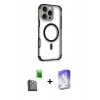 MARSİLYAN™- iPhone 16 Pro Max Kılıf Eksen Klasik Koleksiyonu - Siyah Bilvis 5in1 3D Magic Cam Ekran Koruyucu + Raze Metal Kamera Lens - SH