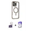 MARSİLYAN™- iPhone 16 Pro Max Kılıf Eksen Klasik Koleksiyonu - Siyah Bilvis 5in1 3D Magic Cam Ekran Koruyucu + Gümüş Bilvis Titan Kamera Lens