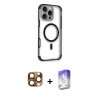 MARSİLYAN™- iPhone 16 Pro Max Kılıf Eksen Klasik Koleksiyonu - Siyah Bilvis 5in1 3D Magic Cam Ekran Koruyucu + Pers Alüminyum Kamera Lens - CLTM