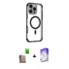 MARSİLYAN™- iPhone 16 Pro Max Kılıf Eksen Klasik Koleksiyonu - Siyah Bilvis 5in1 3D Magic Cam Ekran Koruyucu + Çöl Titanyum Raze Metal Kamera Lens
