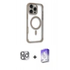 MARSİLYAN™- iPhone 16 Pro Max Kılıf Eksen Klasik Koleksiyonu - Siyah Bilvis 5in1 3D Magic Cam Ekran Koruyucu + Pers Alüminyum Kamera Lens - GI