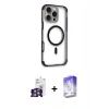 MARSİLYAN™- iPhone 16 Pro Max Kılıf Eksen Klasik Koleksiyonu - Siyah Bilvis 5in1 3D Magic Cam Ekran Koruyucu + Gümüş Bilvis Titan Kamera Lens