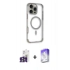 MARSİLYAN™- iPhone 16 Pro Max Kılıf Eksen Klasik Koleksiyonu - Siyah Bilvis 5in1 3D Magic Cam Ekran Koruyucu + Gümüş Bilvis Titan Kamera Lens
