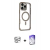 MARSİLYAN™- iPhone 16 Pro Max Kılıf Eksen Klasik Koleksiyonu - Siyah Bilvis 5in1 3D Magic Cam Ekran Koruyucu + Pers Alüminyum Kamera Lens - GS