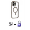 MARSİLYAN™- iPhone 16 Pro Max Kılıf Eksen Klasik Koleksiyonu - Siyah Bilvis 5in1 5D Magic Hayalet Cam Ekran Koruyucu + Pers Alüminyum Kamera Lens - GI