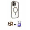 MARSİLYAN™- iPhone 16 Pro Max Kılıf Eksen Klasik Koleksiyonu - Siyah Bilvis 5in1 5D Magic Hayalet Cam Ekran Koruyucu + Pers Alüminyum Kamera Lens - CLTM