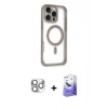 MARSİLYAN™- iPhone 16 Pro Max Kılıf Eksen Klasik Koleksiyonu - Siyah Bilvis 5in1 5D Magic Hayalet Cam Ekran Koruyucu + Pers Alüminyum Kamera Lens - GS
