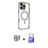 MARSİLYAN™- iPhone 16 Pro Max Kılıf Eksen Klasik Koleksiyonu - Siyah Bilvis 5in1 5D Magic Hayalet Cam Ekran Koruyucu + Pers Alüminyum Kamera Lens - GI