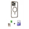 MARSİLYAN™- iPhone 16 Pro Max Kılıf Eksen Klasik Koleksiyonu - Siyah Bilvis 5in1 5D Magic Hayalet Cam Ekran Koruyucu + Raze Metal Kamera Lens - NLGY
