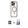 MARSİLYAN™- iPhone 16 Pro Max Kılıf Eksen Klasik Koleksiyonu - Siyah Bilvis 5in1 5D Magic Hayalet Cam Ekran Koruyucu + PVD Metal Kamera Lens - SH