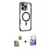 MARSİLYAN™- iPhone 16 Pro Max Kılıf Eksen Klasik Koleksiyonu - Siyah Bilvis 5in1 5D Magic Hayalet Cam Ekran Koruyucu + Raze Metal Kamera Lens - CLTM