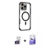 MARSİLYAN™- iPhone 16 Pro Max Kılıf Eksen Klasik Koleksiyonu - Siyah Bilvis 5in1 5D Magic Hayalet Cam Ekran Koruyucu + Bilvis Titan Kamera Lens - TMGI