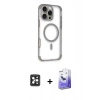 MARSİLYAN™- iPhone 16 Pro Max Kılıf Eksen Klasik Koleksiyonu - Siyah Bilvis 5in1 5D Magic Hayalet Cam Ekran Koruyucu + PVD Metal Kamera Lens - SH