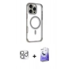 MARSİLYAN™- iPhone 16 Pro Max Kılıf Eksen Klasik Koleksiyonu - Siyah Bilvis 5in1 5D Magic Hayalet Cam Ekran Koruyucu + Pers Alüminyum Kamera Lens - GS