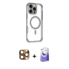 MARSİLYAN™- iPhone 16 Pro Max Kılıf Eksen Klasik Koleksiyonu - Siyah Bilvis 5in1 5D Magic Hayalet Cam Ekran Koruyucu + Pers Alüminyum Kamera Lens - CLTM