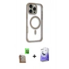 MARSİLYAN™- iPhone 16 Pro Max Kılıf Eksen Klasik Koleksiyonu - Siyah Bilvis 5in1 5D Magic Hayalet Cam Ekran Koruyucu + Raze Metal Kamera Lens - CLTM