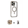 MARSİLYAN™- iPhone 16 Pro Max Kılıf Eksen Klasik Koleksiyonu - Siyah Bilvis Hayalet Cam Ekran Koruyucu + Pers Alüminyum Kamera Lens - CLTM