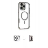 MARSİLYAN™- iPhone 16 Pro Max Kılıf Eksen Klasik Koleksiyonu - Siyah Bilvis Hayalet Cam Ekran Koruyucu + Pers Alüminyum Kamera Lens - GS