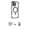 MARSİLYAN™- iPhone 16 Pro Max Kılıf Eksen Klasik Koleksiyonu - Siyah Bilvis Hayalet Cam Ekran Koruyucu + Pers Alüminyum Kamera Lens - GS
