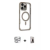 MARSİLYAN™- iPhone 16 Pro Max Kılıf Eksen Klasik Koleksiyonu - Siyah Bilvis Hayalet Cam Ekran Koruyucu + Pers Alüminyum Kamera Lens - GS