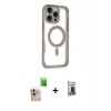 MARSİLYAN™- iPhone 16 Pro Max Kılıf Eksen Klasik Koleksiyonu - Siyah Bilvis Hayalet Cam Ekran Koruyucu + Raze Metal Kamera Lens - NLGY