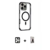MARSİLYAN™- iPhone 16 Pro Max Kılıf Eksen Klasik Koleksiyonu - Siyah Bilvis Hayalet Cam Ekran Koruyucu + PVD Metal Kamera Lens - GS