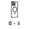 MARSİLYAN™- iPhone 16 Pro Max Kılıf Eksen Klasik Koleksiyonu - Siyah Bilvis Hayalet Cam Ekran Koruyucu + PVD Metal Kamera Lens - GD