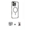 MARSİLYAN™- iPhone 16 Pro Max Kılıf Eksen Klasik Koleksiyonu - Siyah Bilvis Hayalet Cam Ekran Koruyucu + Pers Alüminyum Kamera Lens - GI
