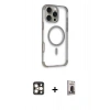 MARSİLYAN™- iPhone 16 Pro Max Kılıf Eksen Klasik Koleksiyonu - Siyah Bilvis Hayalet Cam Ekran Koruyucu + PVD Metal Kamera Lens - GD