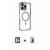 MARSİLYAN™- iPhone 16 Pro Max Kılıf Eksen Klasik Koleksiyonu - Siyah Bilvis Hayalet Cam Ekran Koruyucu + PVD Metal Kamera Lens - GS
