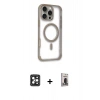 MARSİLYAN™- iPhone 16 Pro Max Kılıf Eksen Klasik Koleksiyonu - Siyah Bilvis Hayalet Cam Ekran Koruyucu + PVD Metal Kamera Lens - SH