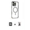 MARSİLYAN™- iPhone 16 Pro Max Kılıf Eksen Klasik Koleksiyonu - Siyah Bilvis Hayalet Cam Ekran Koruyucu + PVD Metal Kamera Lens - SH