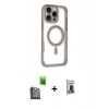 MARSİLYAN™- iPhone 16 Pro Max Kılıf Eksen Klasik Koleksiyonu - Siyah Bilvis Hayalet Cam Ekran Koruyucu + Siyah Raze Metal Kamera Lens