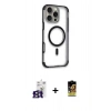 MARSİLYAN™- iPhone 16 Pro Max Kılıf Eksen Klasik Koleksiyonu - Siyah Buffer Cam Ekran Koruyucu + Bilvis Titan Kamera Lens - TMGI
