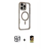 MARSİLYAN™- iPhone 16 Pro Max Kılıf Eksen Klasik Koleksiyonu - Siyah Buffer Cam Ekran Koruyucu + Pers Alüminyum Kamera Lens - GI