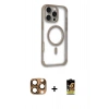 MARSİLYAN™- iPhone 16 Pro Max Kılıf Eksen Klasik Koleksiyonu - Siyah Buffer Cam Ekran Koruyucu + Pers Alüminyum Kamera Lens - CLTM