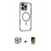 MARSİLYAN™- iPhone 16 Pro Max Kılıf Eksen Klasik Koleksiyonu - Siyah Buffer Cam Ekran Koruyucu + Pers Alüminyum Kamera Lens - GI