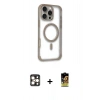 MARSİLYAN™- iPhone 16 Pro Max Kılıf Eksen Klasik Koleksiyonu - Siyah Buffer Cam Ekran Koruyucu + PVD Metal Kamera Lens - GD