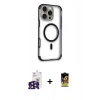 MARSİLYAN™- iPhone 16 Pro Max Kılıf Eksen Klasik Koleksiyonu - Siyah Buffer Cam Ekran Koruyucu + Bilvis Titan Kamera Lens - SH