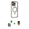 MARSİLYAN™- iPhone 16 Pro Max Kılıf Eksen Klasik Koleksiyonu - Siyah Buffer Cam Ekran Koruyucu + Siyah Raze Metal Kamera Lens