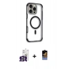 MARSİLYAN™- iPhone 16 Pro Max Kılıf Eksen Klasik Koleksiyonu - Siyah Buffer Hayalet Cam Ekran Koruyucu + Bilvis Titan Kamera Lens - GS