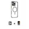 MARSİLYAN™- iPhone 16 Pro Max Kılıf Eksen Klasik Koleksiyonu - Siyah Buffer Hayalet Cam Ekran Koruyucu + Gold PVD Metal Kamera Lens
