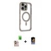 MARSİLYAN™- iPhone 16 Pro Max Kılıf Eksen Klasik Koleksiyonu - Siyah Buffer Hayalet Cam Ekran Koruyucu + Natural Grey Raze Metal Kamera Lens