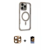 MARSİLYAN™- iPhone 16 Pro Max Kılıf Eksen Klasik Koleksiyonu - Siyah Buffer Hayalet Cam Ekran Koruyucu + Pers Alüminyum Kamera Lens - CLTM