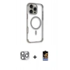 MARSİLYAN™- iPhone 16 Pro Max Kılıf Eksen Klasik Koleksiyonu - Siyah Buffer Hayalet Cam Ekran Koruyucu + Pers Alüminyum Kamera Lens - GI