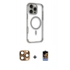 MARSİLYAN™- iPhone 16 Pro Max Kılıf Eksen Klasik Koleksiyonu - Siyah Buffer Hayalet Cam Ekran Koruyucu + Pers Alüminyum Kamera Lens - CLTM