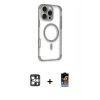MARSİLYAN™- iPhone 16 Pro Max Kılıf Eksen Klasik Koleksiyonu - Siyah Buffer Hayalet Cam Ekran Koruyucu + PVD Metal Kamera Lens - GS